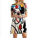 目立ち度MAX!個性派ファッション オシャレな派手カワ デザインミニ ワンピース ワンピース カジュアル 半袖ワンピース ゆったりデザイン