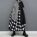 目立ち度MAX!個性派ファッション ゆったりデザイン/ドット系 オシャレな派手柄デザインワンピース シャツワンピース カジュアル 長袖ワンピース ゆったりデザ...