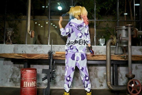 サルエルパンツ　ダンス衣装 DANCEファッション　HIPHOP系　ストリート系　インパクトあり！迷彩柄プリントサルエルパンツ　ボトム