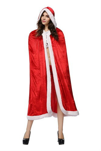 即納 サンタ衣装 コスプレ クリスマス衣装 クリスマスイベントの必需アイテム クリスマスイベントに 可愛さたっぷりフード付きロングケープ マント サンタ キャバクラ ラウンジ