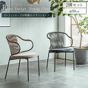 【開梱設置付】ダイニング チェア 2脚セット 肘付き ラウンジチェア ロープ デザイン オレフィン ロープ ブラック スチール スタイリッシュ モダン リゾート...