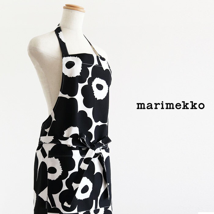 マリメッコ　エプロン 【 メール便 可 】 マリメッコ ピエニ ウニッコ 大人用 エプロン / ブラック　marimekko Pieni Unikko apron 【 正規販売店 】