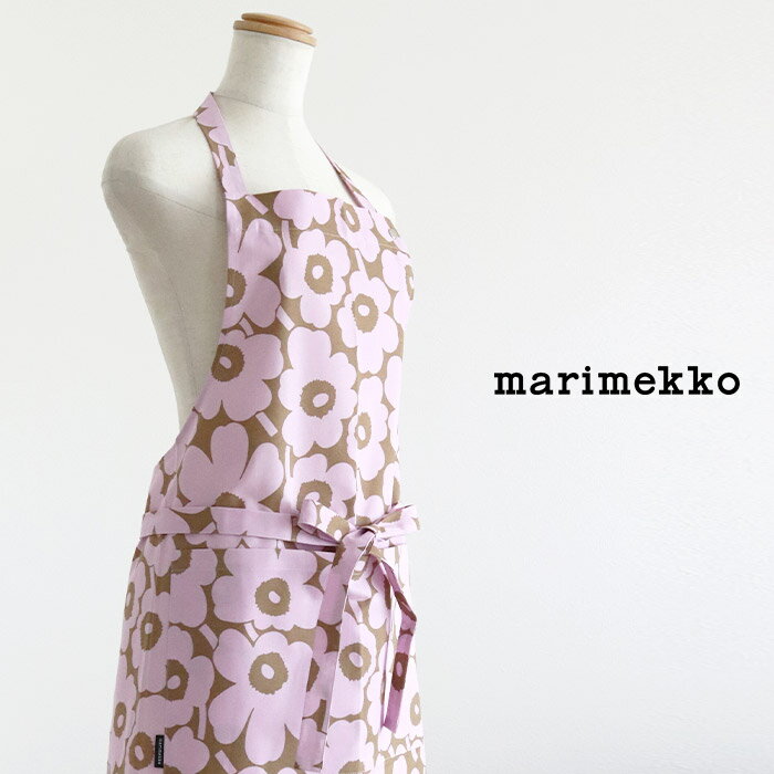 【 メール便可 】 マリメッコ ミニ ウニッコ 大人用 エプロン / ピンク×ベージュ　marimekko Mini Unikko apron 【 正規販売店 】【 日本限定 】