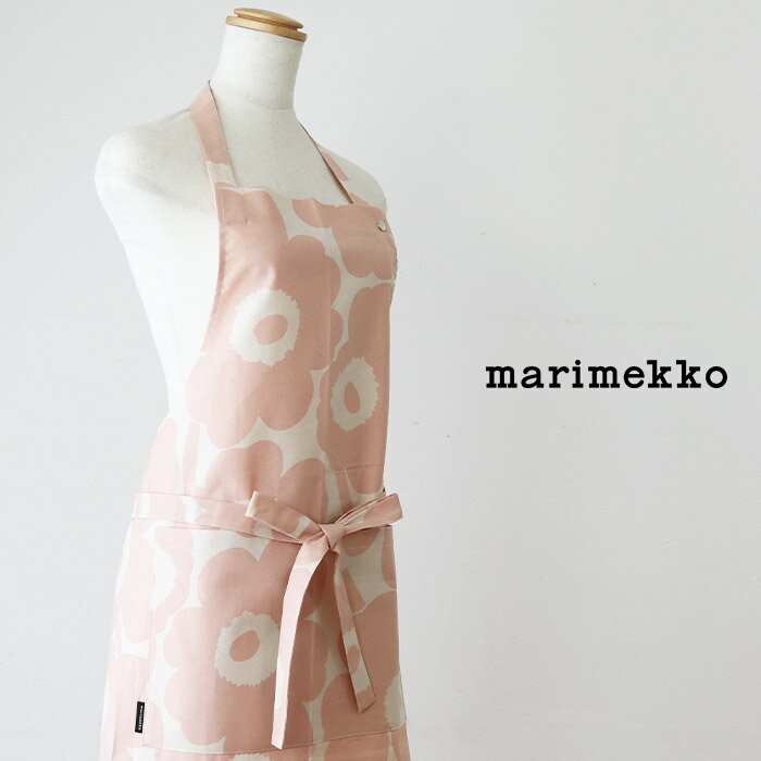 マリメッコ　エプロン 【 メール便可 】 マリメッコ ミニ ウニッコ 大人用 エプロン / ピーチ×コットン　marimekko Mini Unikko apron 【 正規販売店 】