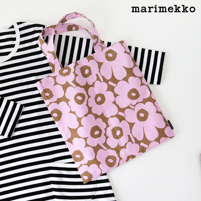 【 メール便可 】 マリメッコ ミニ ウニッコ スモール ファブリックバッグ / ピンク×ベージュ　marimekko Mini Unikko Fabric Bag 【 正規販売店 】【 日本限定 】