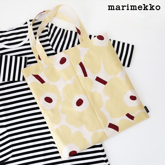 【 メール便可 】 マリメッコ ピエニ ウニッコ ファブリックバッグ / バターイエロー×レッド　marimekko Pieni Unikko Fabric Bag 【 正規販売店 】