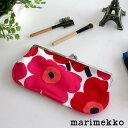 マリメッコ ペンケース マリメッコ ( marimekko ) ポーチ がま口 MINI UNIKKO ( ミニ ウニッコ ) SILMALASI KUKKARO 小物入れ(横長)/ ホワイト×レッド 【 正規販売店 】