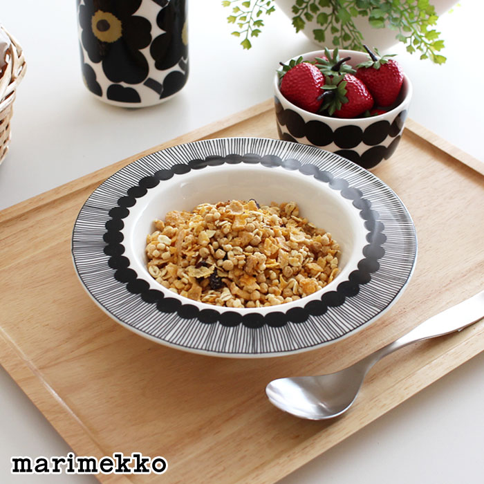 マリメッコ シイルトラプータルハ ディープ プレート φ20cm / ホワイト　marimekko Siirtolapuutarha deep plate 200mm 【 正規販売店 】【 メール便不可 】