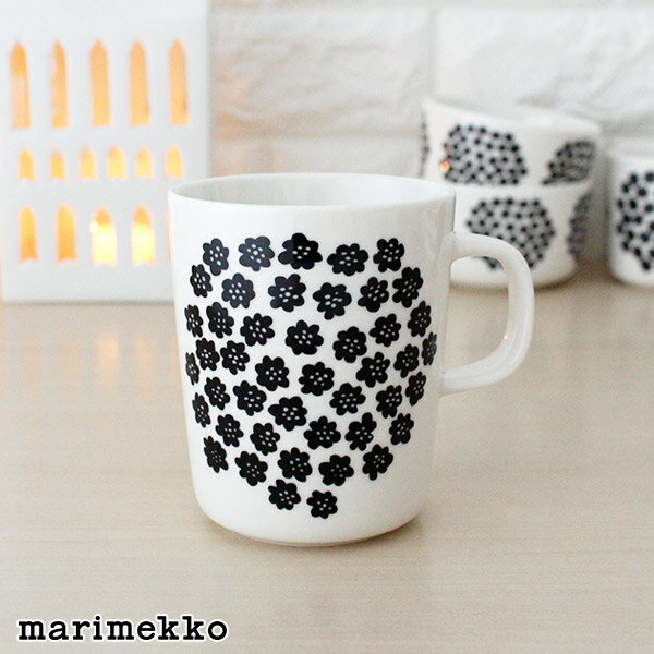 マリメッコ プケッティ マグ 250ml / ホワイト×ブラック　marimekko PUKETTI mug cup　【 正規販売店 】