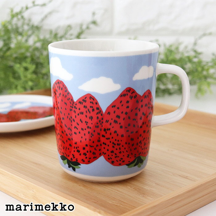 マリメッコ マンシッカ ヴォレット マグ 250ml / レッド×ブルー×ホワイト　marimekko Mansikkavuoret mug cup　【 正規販売店 】【 メール便不可 】のサムネイル