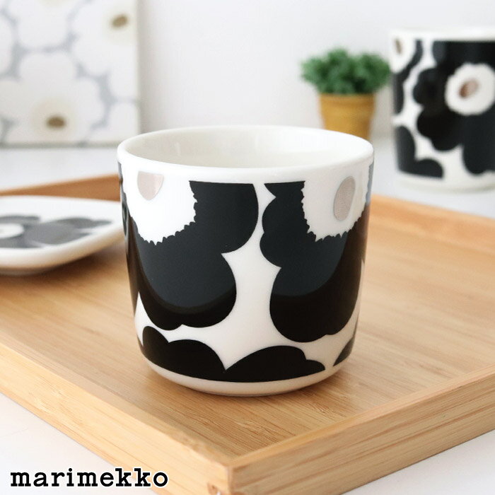 マリメッコ ウニッコ ラテマグ 200ml 【 単品 】/ ブラック×シルバー　marimekko Unikko lattemug 1pc　【 正規販売店 】【 メール便不可 】のサムネイル