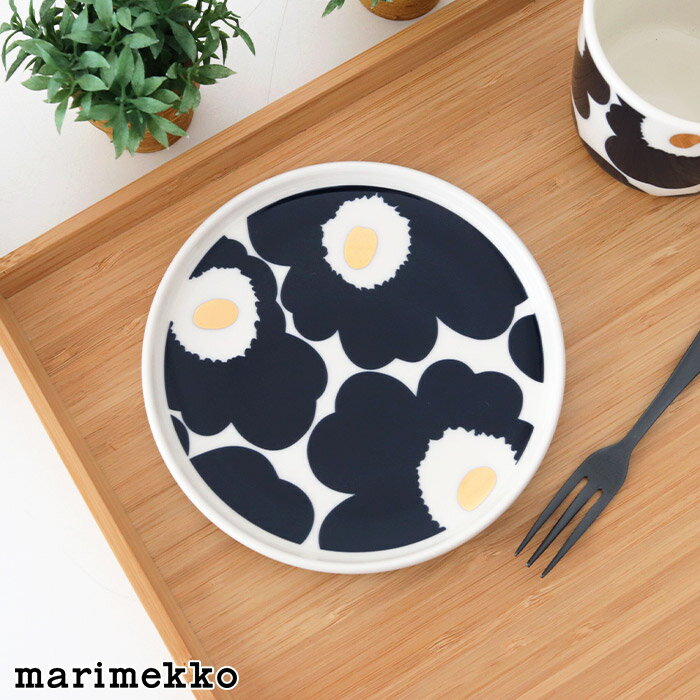 マリメッコ ウニッコ プレート 13.5cm / ダークネイビー×ゴールド　marimekko Unikko plate 【 日本限定 】【 正規販売店 】【 メール便不可 】のサムネイル