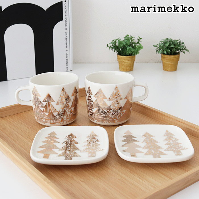 マリメッコ クーシコッサ コーヒーカップ ＆ プレート セット / ホワイト×ゴールド　marimekko Kuusikossa coffee cup & plate set　【 正規販売店 】【 メール便不可 】