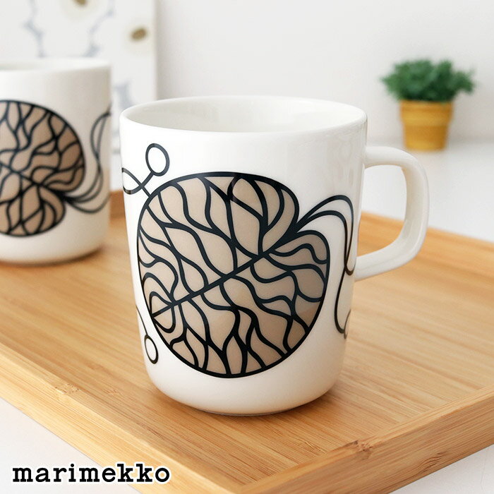 マリメッコ ボットナ マグ 250ml / ホワイト×ベージュ　marimekko Bottna mug cup　【 正規販売店 】【 メール便不可 】のサムネイル