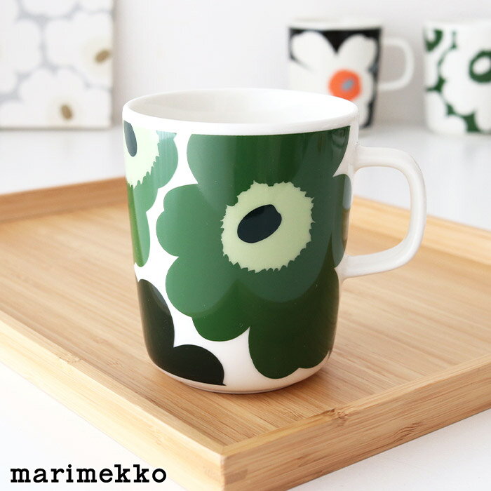 マリメッコ ウニッコ 60周年 マグ 250ml / グリーン×ライトグリーン　marimekko Unikko 60th mug cup　【 正規販売店 】【 メール便不可 】のサムネイル