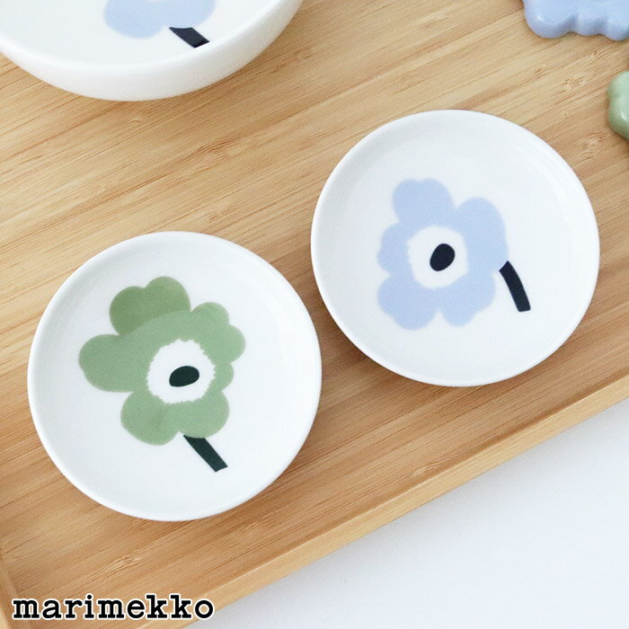 マリメッコ ウニッコ プレート 8.5cm 2枚セット / ライトブルー×セージ 【 アジア限定 】　marimekko Unikko plate 2pcs 【 正規販売店 】【 メール便不可 】のサムネイル