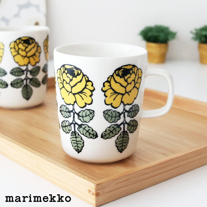 マリメッコ ヴィヒキルース マグ 250ml / イエロー×ホワイト 2024年新色　marimekko Vihkiruusu mug cup　【 正規販売店 】【 メール便不可 】