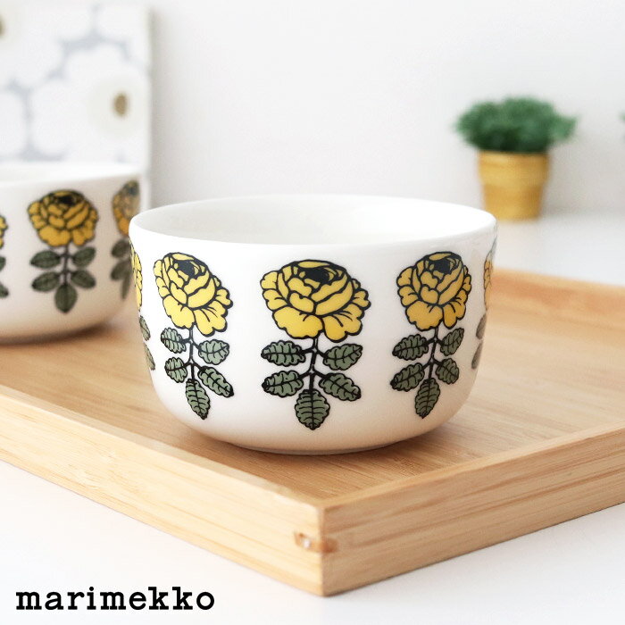 マリメッコ ヴィヒキルース ボウル 250ml / イエロー×ホワイト 2024年新色　marimekko Vihkiruusu bowl 【 正規販売店 】【 メール便不可 】