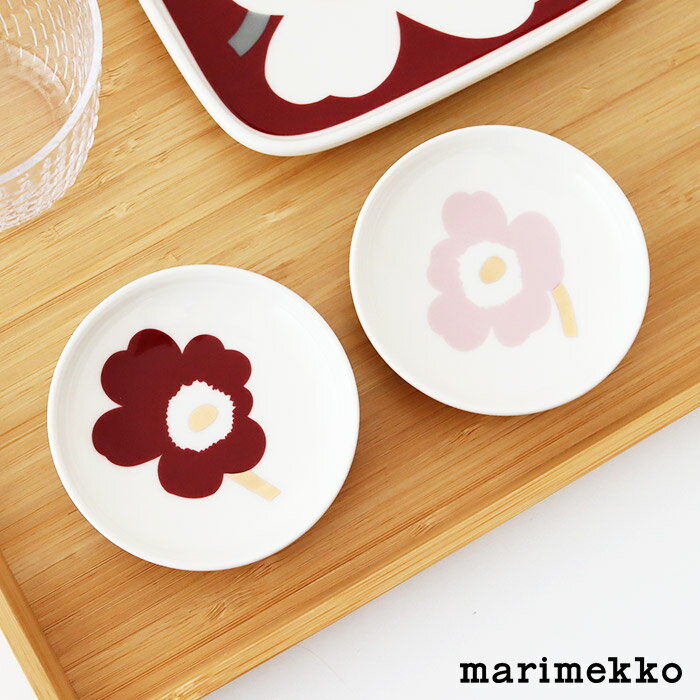 マリメッコ ウニッコ プレート 8.5cm 2枚セット / ライトピンク×レッド 【 アジア限定 】　marimekko Unikko plate 2pcs 【 正規販売店 】【 メール便不可 】のサムネイル