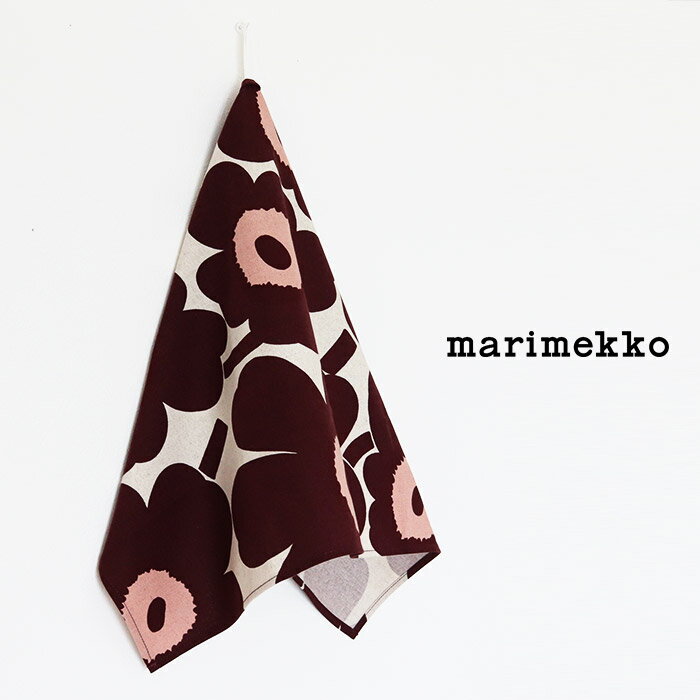 【 メール便 可 】 マリメッコ ピエニ ウニッコ キッチンタオル ティータオル 1枚 / バーガンディ×コットン　marimekko Pieni Unikko Kitchen towel 1pc 【 正規販売店 】