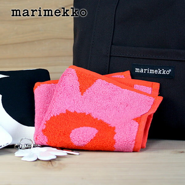 【 メール便 5枚まで 可 】 マリメッコ ウニッコ ミニタオル 25×25cm / レッド×ピンク　marimekko Unikko mini towel 【 正規販売店 】