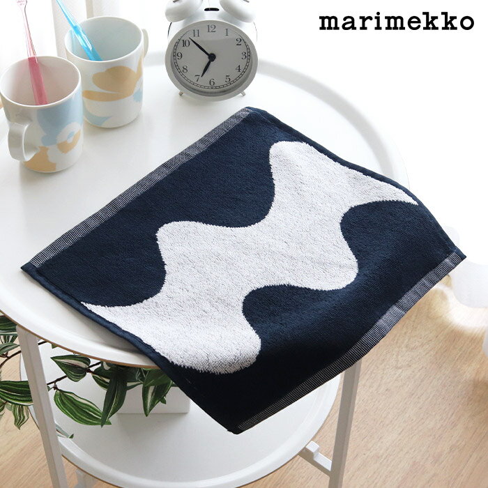 マリメッコ 【 メール便 3枚まで 可 】 マリメッコ ロッキ ミニタオル 30×30cm / ダークブルー×オフホワイト　marimekko Lokki mini towel 【 正規販売店 】