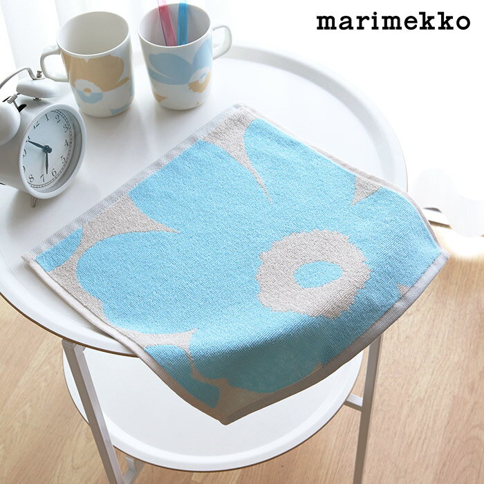 【 メール便 3枚まで 可 】 マリメッコ ウニッコ ミニタオル 30×30cm / ライトブルー×オフホワイト　marimekko Unikko mini towel 【 正規販売店 】