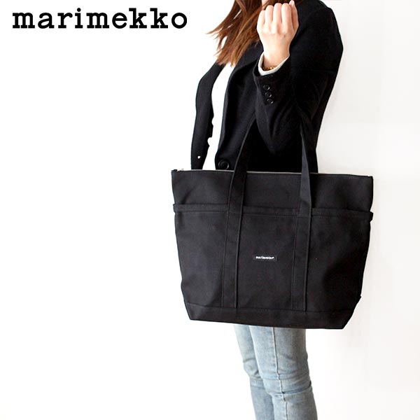 マリメッコ 帆布・キャンバス トートバッグ レディース マリメッコ ( marimekko ) ミニマツクリ トートバッグ / ブラック 【 正規販売店 】