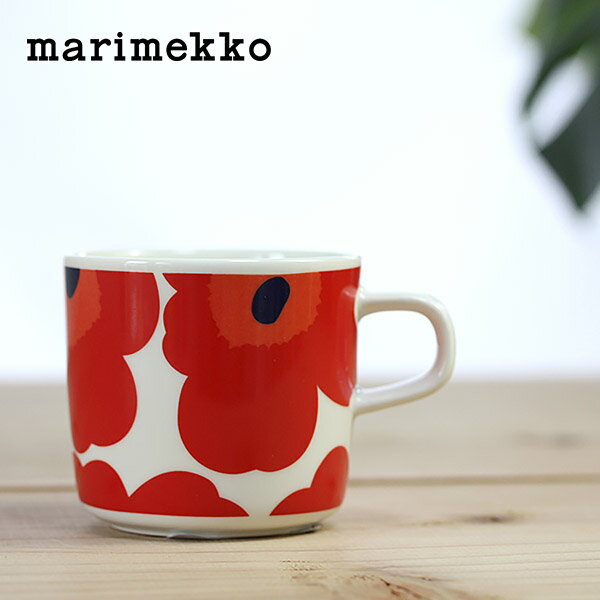 マリメッコ ウニッコ コーヒーカップ 取っ手有 200ml / ホワイト×レッド　marimekko UNIKKO coffee cup　