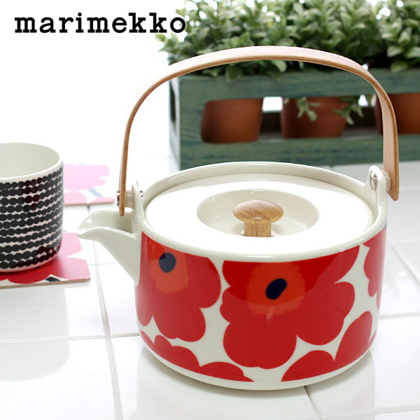 マリメッコ ウニッコ ティーポット / ホワイト×レッド marimekko UNIKKO Tea pot 【 正規販売店 】