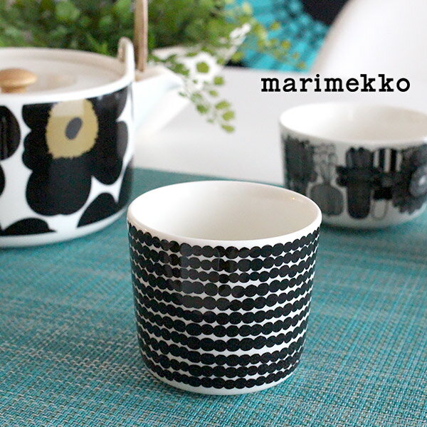 マリメッコ シイルトラプータルハ ラテマグ 200ml ( 取手なし ) 【 単品】/ ドット柄 ブラック　marimekko SIIRTOLAPUUTARHA lattemug 1pc 【 正規販売店 】