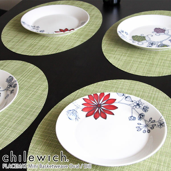 チルウィッチ ランチョンマット ミニバスケットウィーブ オーバル 楕円 / ディル　chilewich Mini Basketweave Placemat Oval Dill　