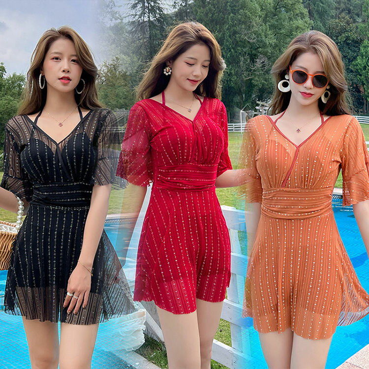 水着 S/M/L/LL レディース 可愛い 海 プール リゾート 大人 ワンピース オールインワン パット付 体型カバー ラッシュガード ブラック レッド オレンジ オトナ女子 20代 30代 40代 大人 ママ水着 流行 セクシー おしゃれ お腹 お尻 太もも カバーアップ 露出控えめ