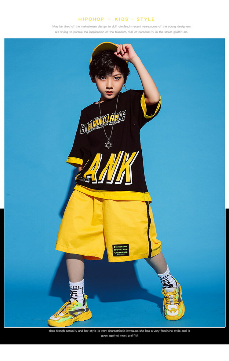 キッズダンス衣装 セットアップ 男の子 tシャツ+ショートパンツ 2点セット 半袖 ヒップホップ 子供服 スポーツウェア 派手 ストリート イベント 原宿系 子供服 体操服 jazz レッスン ダンスウェア hiphop 110-180 送料無料