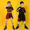 キッズ チアガール 衣装 セットアップ チェック柄 K-POP 韓国 ジャズ 半袖シャツ 男の子 女の子 ヒップホップ チアガール b系 ファッション イベント ダンスチーム ダンスウエア ガールズ 子供服 体操服 jazz 110-180cm