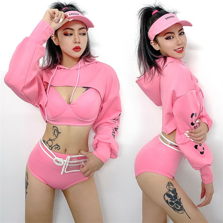 ダンス衣装 セットアップ レディース パーカー 社交ダンス DSダンス 韓国ファション HIPHOP ダンスウェア ファション 上下セット 長袖トップス 演出服 舞台服 dance応援 団体服 ジャズ JAZZ チアガール セクシー チアリーダー 発表会 練習着 ステージ衣装 S M L