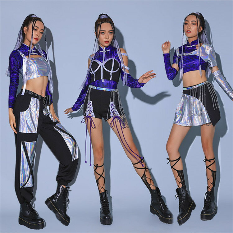 社交ダンス衣装 レディース ジャズ ダンス衣装 ダンス衣装 セットアップ レディース k-pop ヘソ出し 派手 韓国風 セクシー DS演出服 ヒップホップ チアガール ステージ衣装 おしゃれ jazz 練習着 団体 ダンスウェア S M L 送料無料