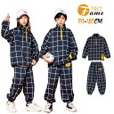 ダンス衣装 キッズ セットアップ ブラック チェック柄 トップス カッコイイ パンツ 子供服 ヒップホップ ストリート b系 発表会 女の子 男の子 大きいサイズ 110-180