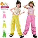 女の子 キッズ ダンス衣装 カーゴパンツ セットアップ パンツ タンクトップ へそ出し ピンク イエロー グリーン K-POP ジャズ チアガール ヒップホップ hiphop ガールズ ストリート 原宿系 jazz ダンスウェア ジュニア オシャレ 発表会 110-180cm