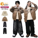 子供服 ヒップホップ セットアップ 野球風 長袖 ジャケット カーゴパンツ hiphopダンス衣装 ブラウン系 アウター 女の子 ロングパンツ ジャズ ガールズ...