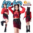 赤系 ダンス衣装 女の子 キッズダンス 子供服 レッド 長袖 チュール バルーン袖 へそ出し ワインレッド スカート スパンコール 腰飾り ヒップホップ 発表会 応援団 小学生 チアダンス イベント カッコイイ jazz K-POP 110-180