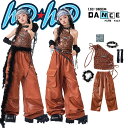 個性 ヒョウ柄 レオパード ワンショルダートップス へそ出し 女の子 夏服 ダンスウェア ダンス衣装 ブラウン 光沢 カーゴパンツ ズボン アームカバー Y2K ジュニア ガールズ アイドル風 hiphop jazz k-pop ヒップホップ おしゃれ 応援団 団体服 発表会 110-180