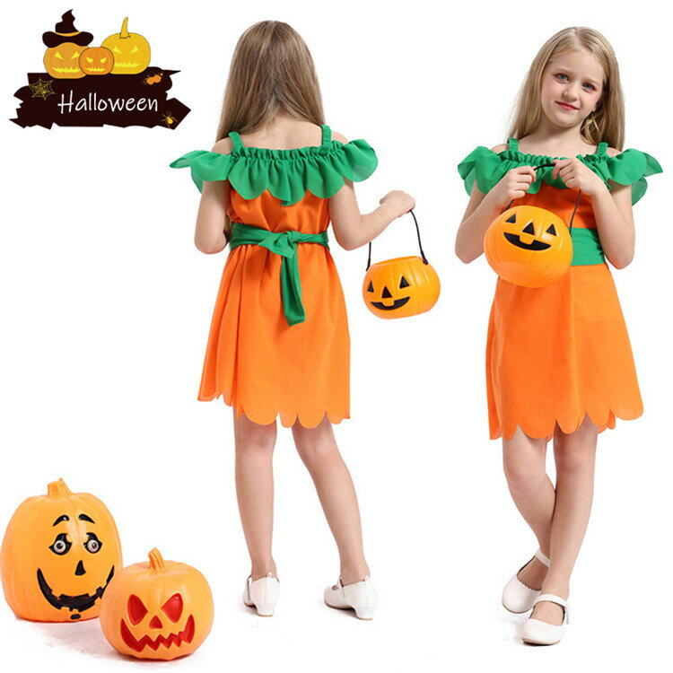 ハロウィン 衣装 子供 女の子 魔女 かぼちゃ ハロウイン 仮装 キッズ コスプレ ワンピース 子供 姫系 ..
