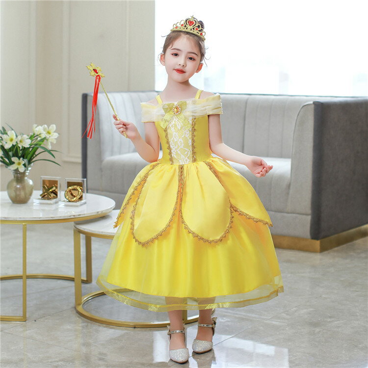 ハロウィン 衣装 キッズ 子供 ベル コスプレ衣装 プリンセス お姫様 コスチューム 女の子 プリンセス princess コスプレ衣装 コスチューム 仮装 クリスマス 変装 ハロウィン コスプレ 衣装 キッズ 子供用 文化祭 学園祭 発表会 110-150cmのサムネイル