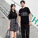 「男セット＋女セット」ペアルック カップル 男トップス＋ズボン 女トップス＋スカート 恋人 夏服 可愛い カップル お揃い ペア カジュアル きれいめ カップル おそろい 記念撮影 上下セット レディース メンズ 夫婦 スウェット プレゼント 人気 誕生日 記念日