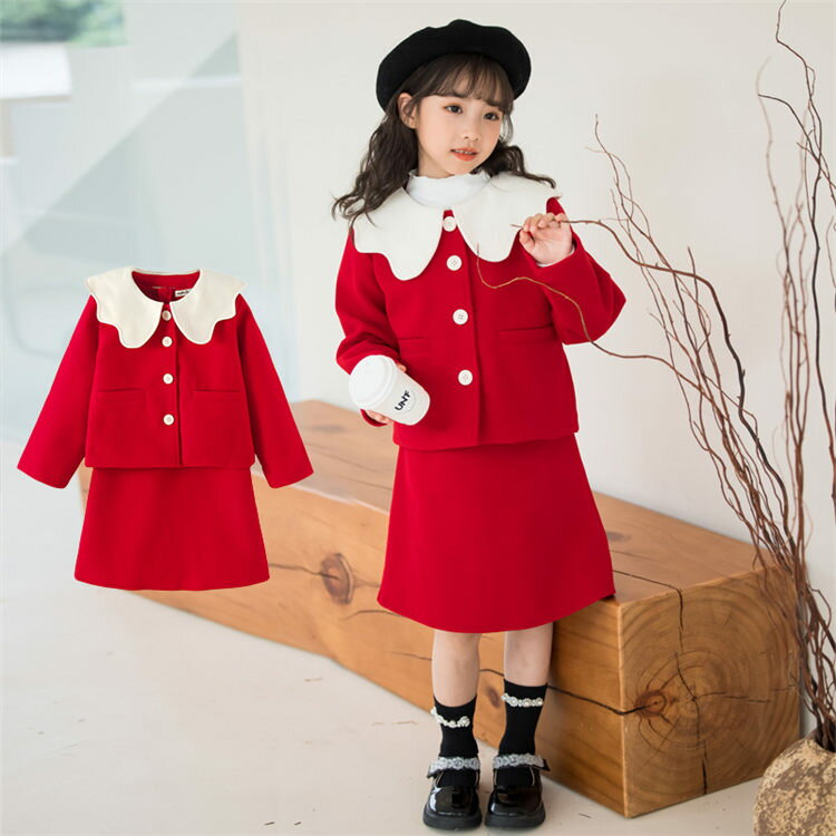 キッズ ワンピース クリスマス 可愛い 赤 女の子 長袖 2点セット 制服 ドレス おしゃれ プレゼント プリンセス 旅行 韓国子供服 おしゃれ ロング丈 暖かい 防寒 秋 冬 通学 入学式 撮影 映え 新作