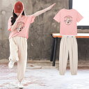 韓国子供服 セットアップ 夏 2点セット Tシャツ+パンツ テーパードパンツ 子供服 半袖 トップス 女の子 上下セット キッズ ジュニア おしゃれ カジュアル 普段着 通学 通園 120-170cm