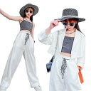 韓国子供服 セットアップ 白 スーツ 女の子 ダンス衣装 グレー タンクトップ 子供服 長袖 ジャケット トップス 上下セット k-pop キッズ ジュニア おしゃれ カジュアル 普段着 通学 通園 120-170cm