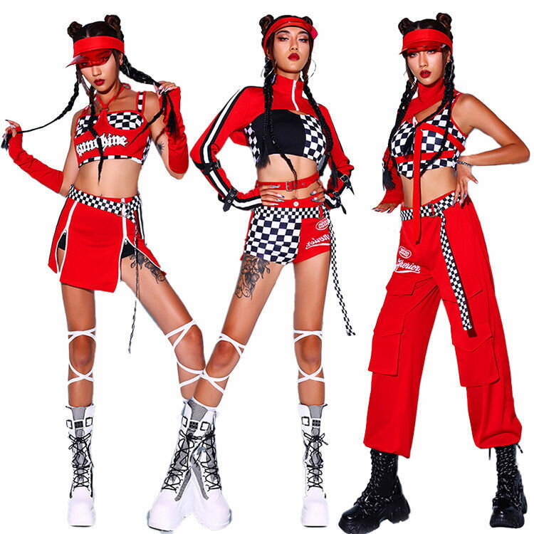 ダンス衣装 セットアップ レディース 大人 チェック柄 ジャズ ダンス衣装 派手 k-pop へそ出し 社交ダンス衣装 セクシー DS演出服 ヒップホップ チアガール ステージ衣装 おしゃれ jazz 練習着 団体 ダンスウェア S M L 送料無料