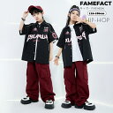 ダンス衣装 キッズ セットアップ ベースボール ジャズ 子供服 女の子 男の子 ブラック 野球風 半袖シャツ カーゴパンツ ヒップホップ 演出服 カッコイイ お...
